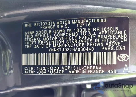 2017 Toyota Yaris L из США, поврежденный, VIN VNKKTUD37HA080440